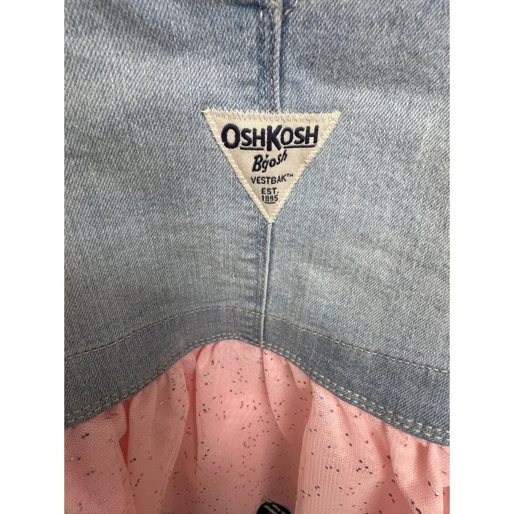 OshKosh B'gosh 2T Unicorn Tulle Jumper Dress + White Denim Jacket Outfit Set